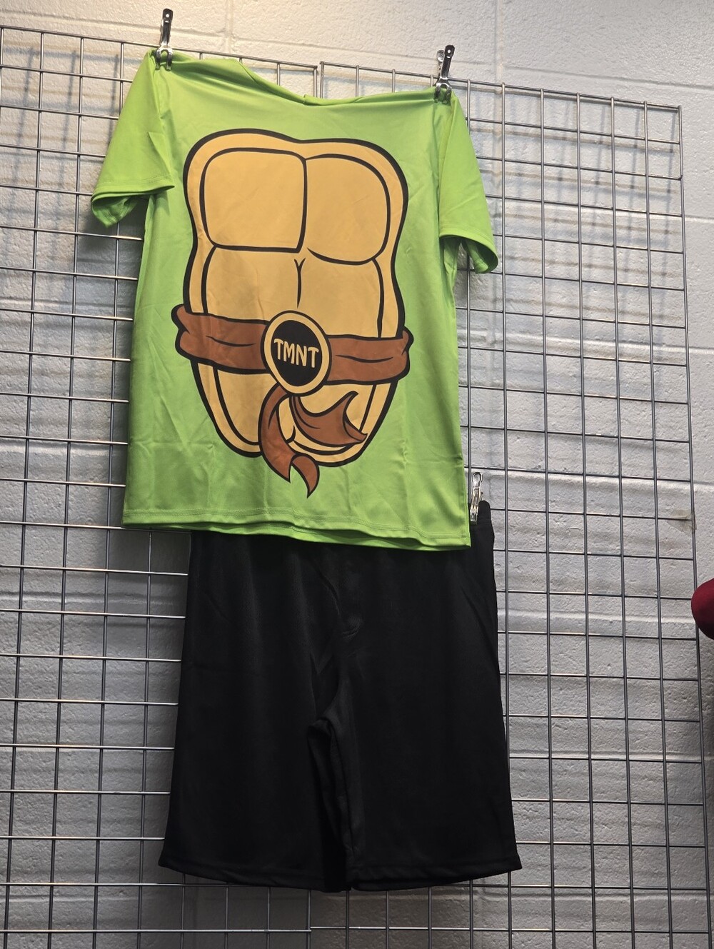 Nickelodeon Bright Green TMNT Shell Pajama Set with Black Shorts